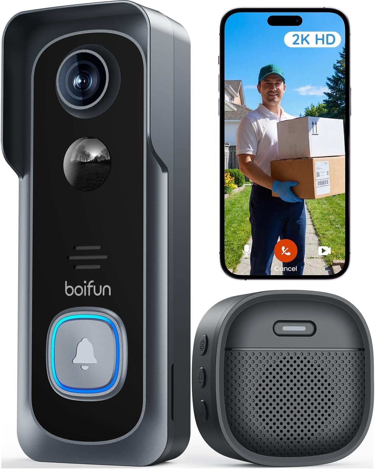 BOIFUN 2K Wireless Video Doorbell